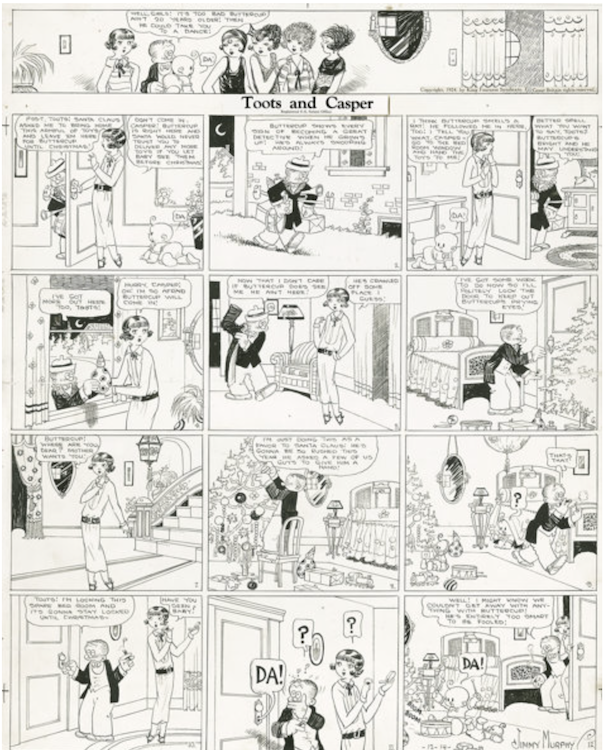 Toots and Casper Sunday Comic Strip 12-14-24 by Jimmy Murphy sold for $575. Click here to get your original art appraised.
