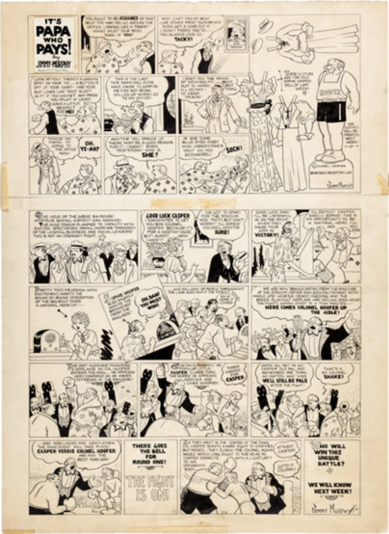 Toots and Casper - It's Papa Who Pays! Sunday Comic Strip 7-2-33 by Jimmy Murphy sold for $260. Click here to get your original art appraised.