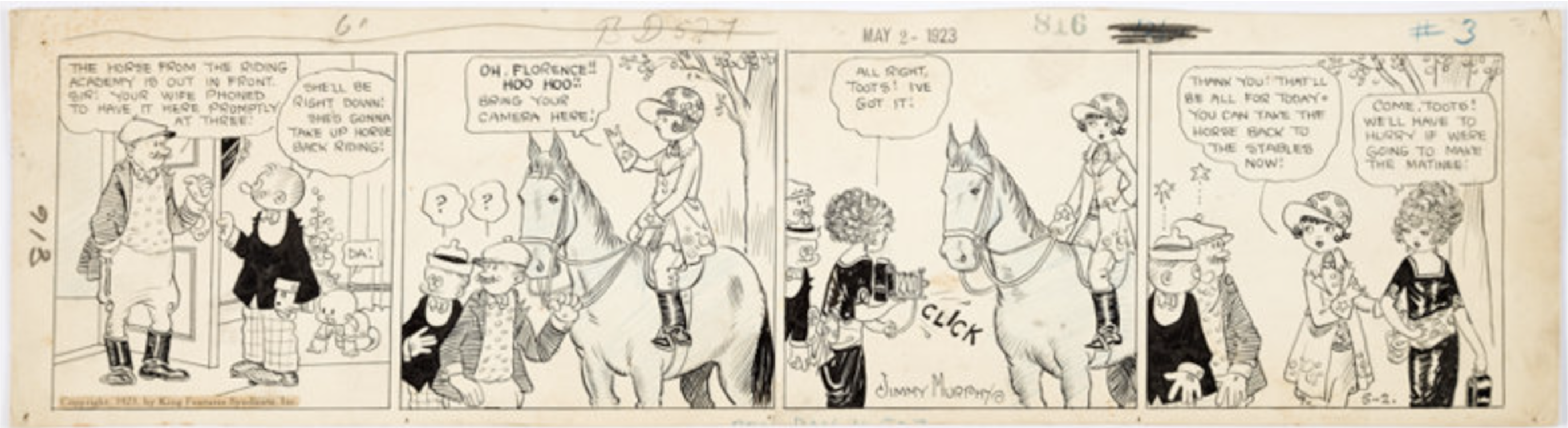 Toots and Casper Daily Comic Strip 5-2-23 by Jimmy Murphy sold for $335. Click here to get your original art appraised.