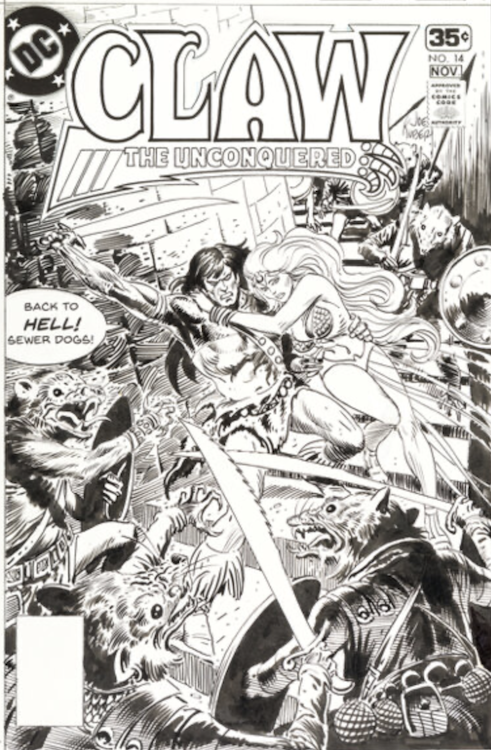 Claw the Unconquered #14 Unpublished Cover Art by Joe Kubert sold for $8,700. Click here to get your original art appraised.