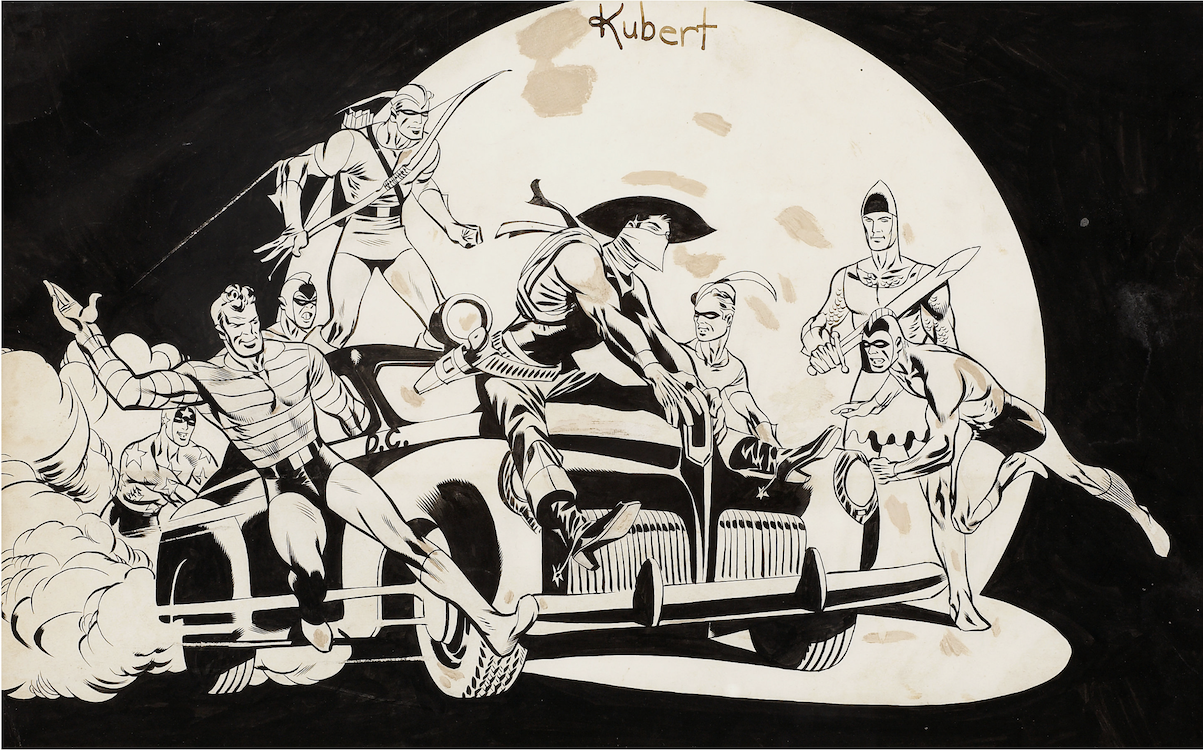 Seven Soldiers of Victory Illustration by Joe Kubert sold for $7,170. Clicked here to get your original art appraised.