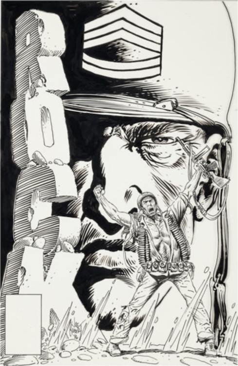 Sgt. Rock #411 Cover Art by Joe Kubert sold for $6,570. Click here to get your original art appraised.
