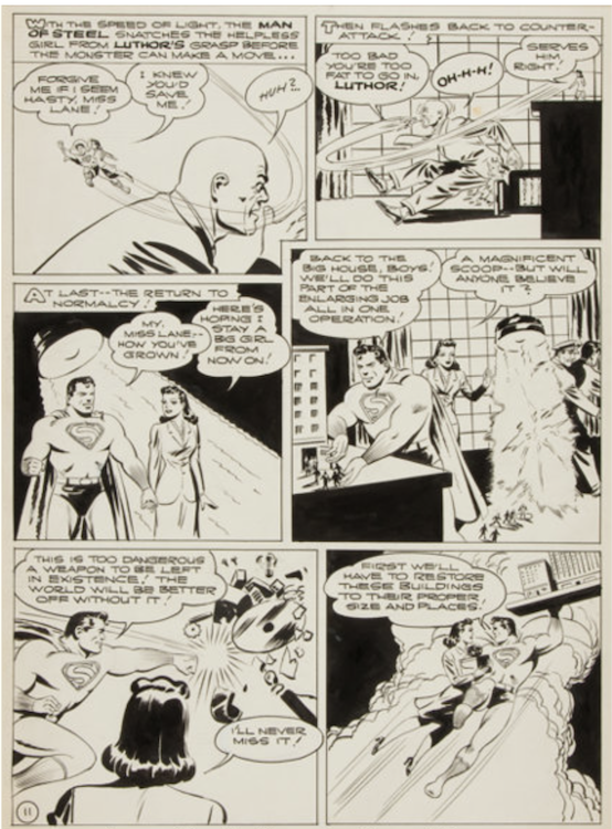 Superman Unpublished Story Page 11 sold for $8,960
Joe Shuster Studio