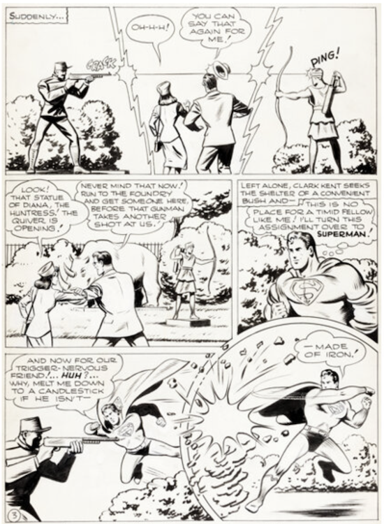 Superman Unpublished Story Page 3 sold for $5,760
Joe Shuster art