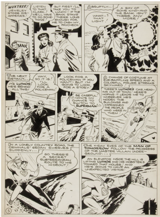 Superman Unpublished Story Page 5 sold for $5,530
Joe Shuster Studio