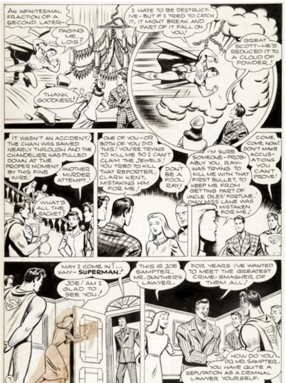 Superman Unpublished Story Page 7 sold for $7,200
Joe Shuster art