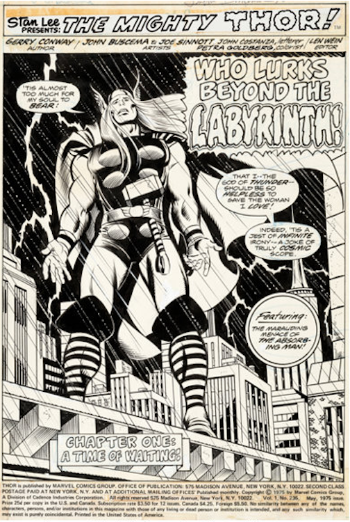 Thor #235 Splash Page by John Buscema sold for $8,400. Click here to get your original art appraised.