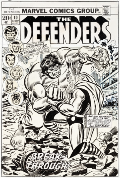 The Defenders #10 Cover Art by John Romita Sr. sold for $77,675. Click here to get your original art appraised.