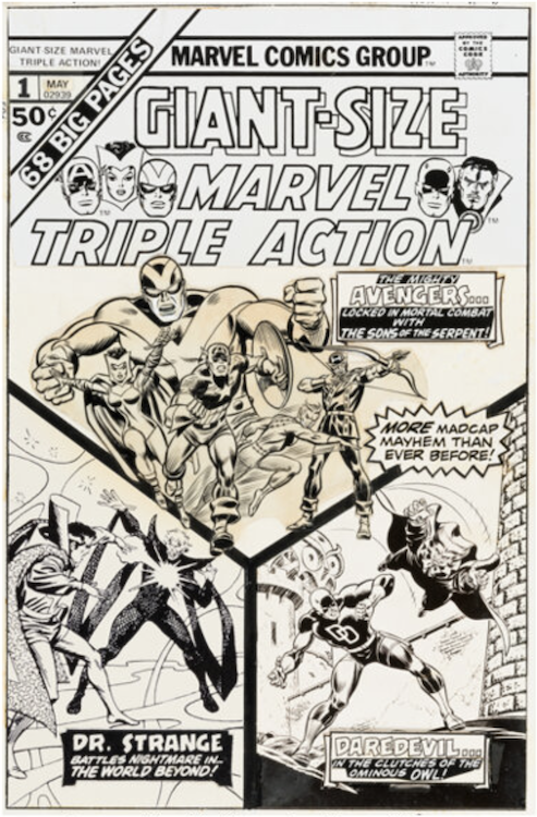 Giant-Size Marvel Triple Action #1 Cover Art by John Romita Sr. sold for $9,000. Click here to get your original art appraised.