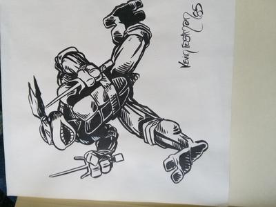 Kevin Eastman TMNT Sketches: Black and white full body shot