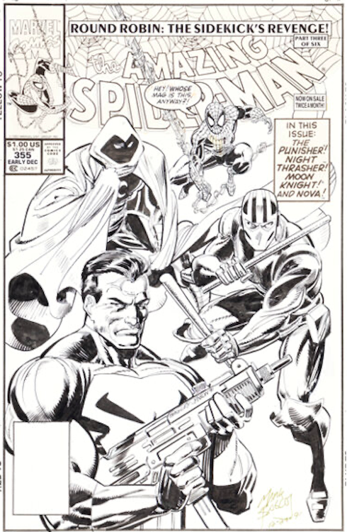 The Amazing Spider-Man #355 Cover Art by Mark Bagley sold for $39,600. Click here to get your original art appraised.