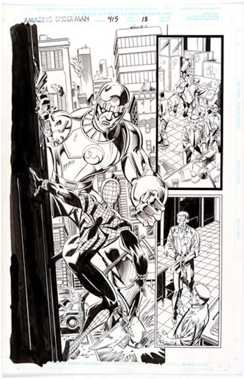 The Amazing Spider-Man #415 Page 18 by Mark Bagley sold for $2,640. Click here to get your original art appraised.