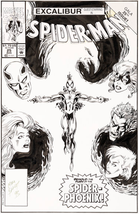 Spider-Man #25 Cover Art by Mark Bagley sold for $8,960. Click here to get your original art appraised.