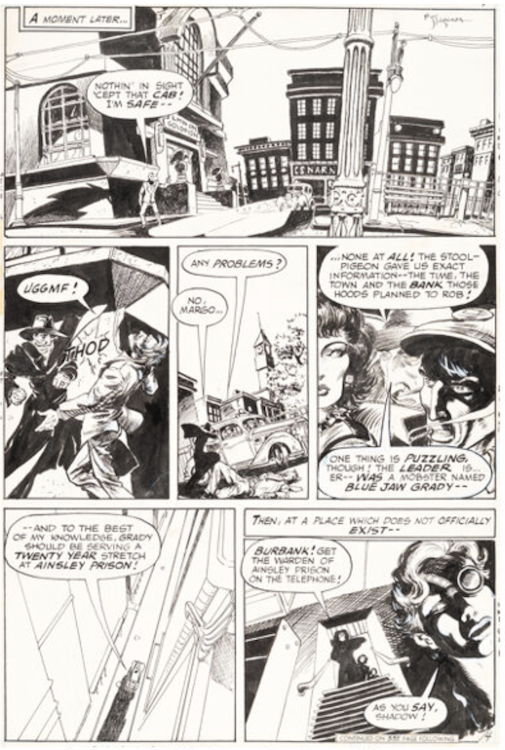 The Shadow #3 Page 4 by Michael Kaluta sold for $13,200. Click here to get your original art appraised.