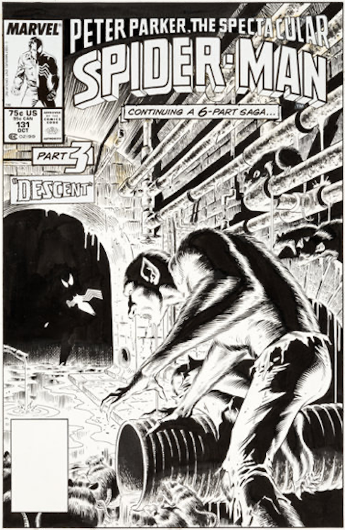 Spectacular Spider-Man #131 Cover Art by Mike Zeck sold for $33,460. Click here to get your original art appraised.