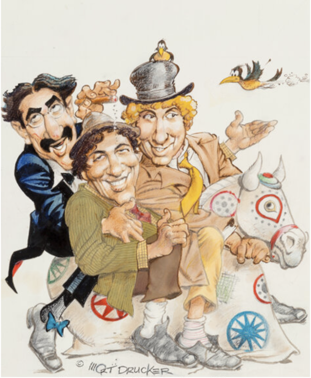 The Marx Brothers Watercolour Painting by Mort Drucker sold for $6,975. Click here to get your original art appraised.