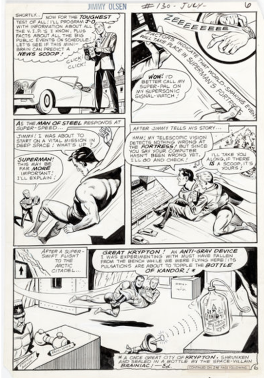 Superman's Pal Jimmy Olsen #130 Page 6 by Pete Costanza sold for $480. Click here to get your original art appraised.
