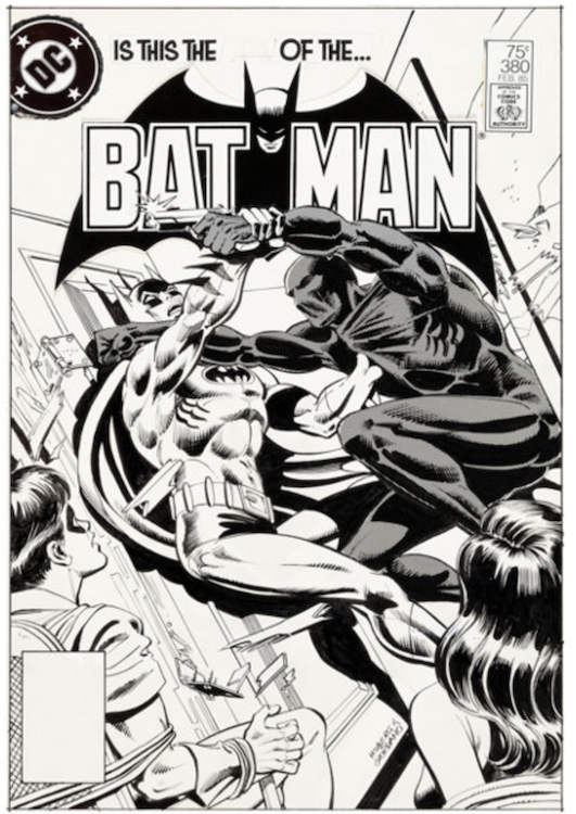 Batman #380 Cover Art by Rick Hoberg sold for $5,260. Click here to get your original art appraised.