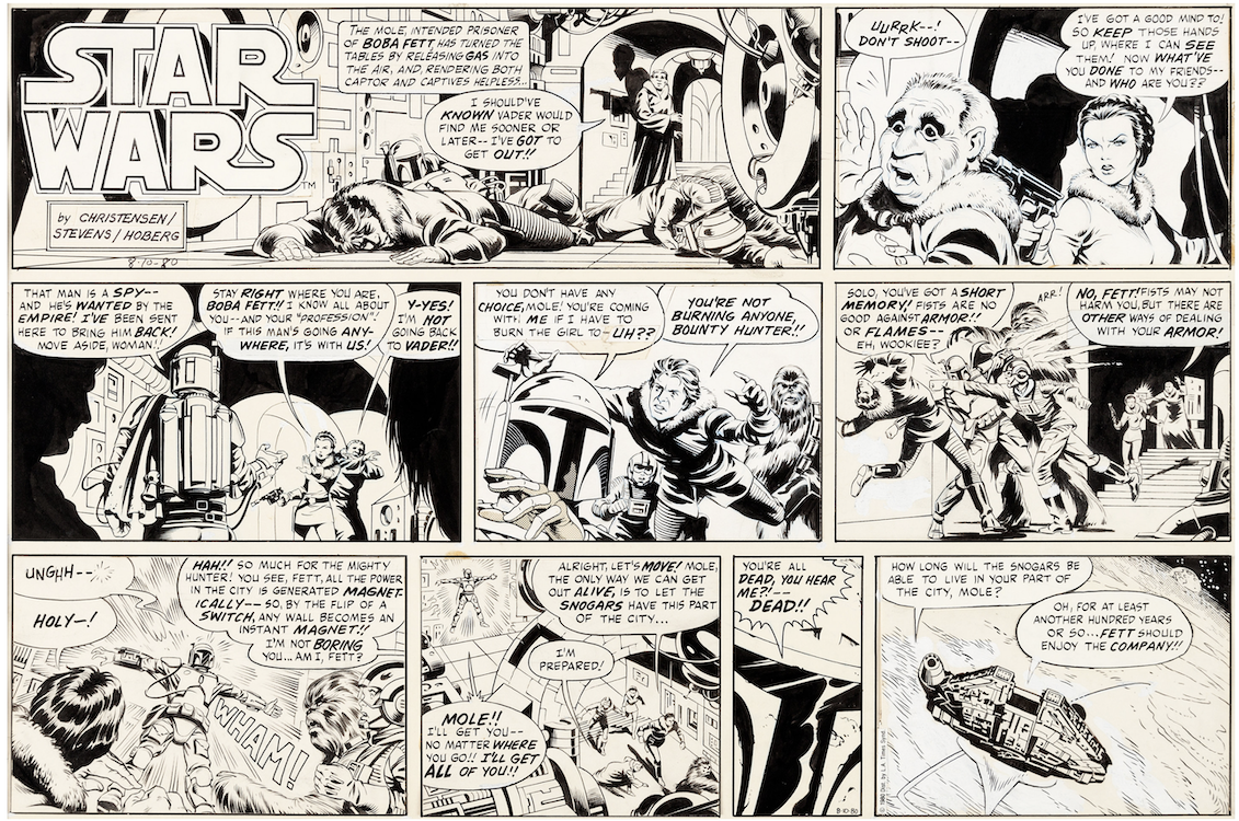 Star Wars Sunday Comic Strip 8-10-80 by Rick Hoberg sold for $5,020. Click here to get your original art appraised.