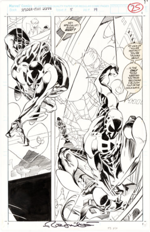 Spider-Man 2099 #5 Page 19 by Rick Leonardi sold for $4,080. Click here to get your original art appraised.