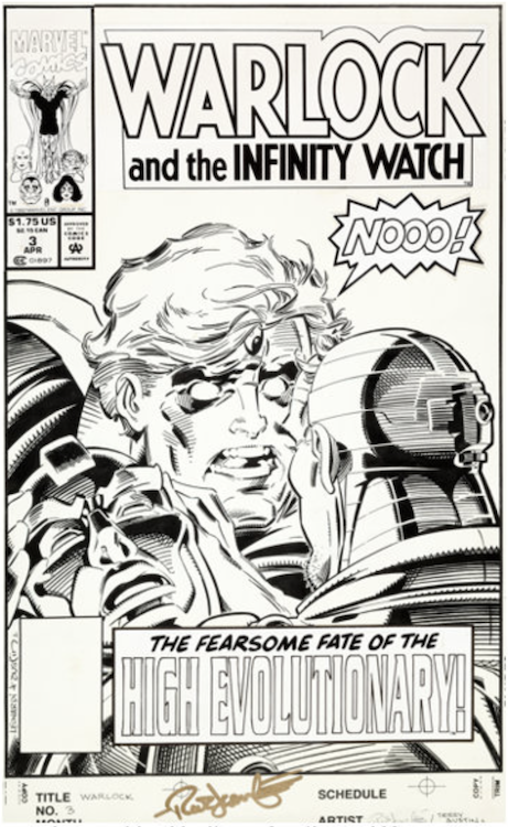 Warlock and the Infinity Watch #3 Cover Art by Rick Leonardi sold for $2,150. Click here to get your original art appraised.