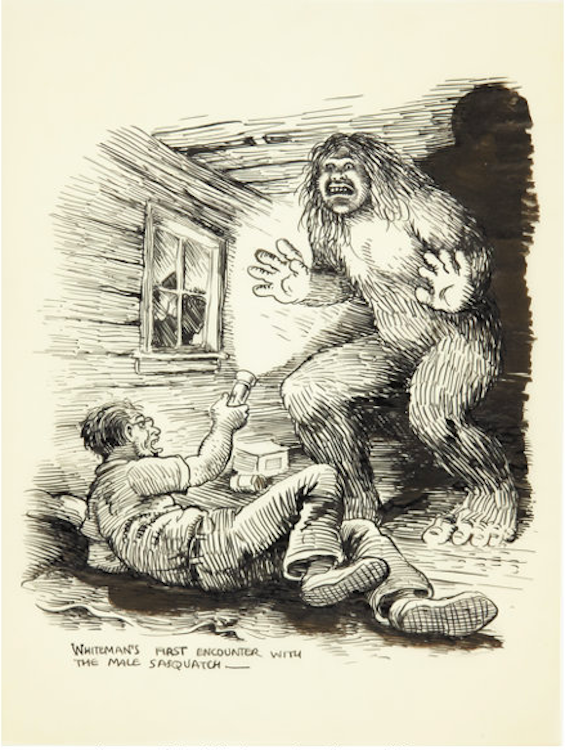 White Man Meets Bigfoot Unpublished Illustration by Robert Crumb sold for $4,180. Click here to get your original art appraised.