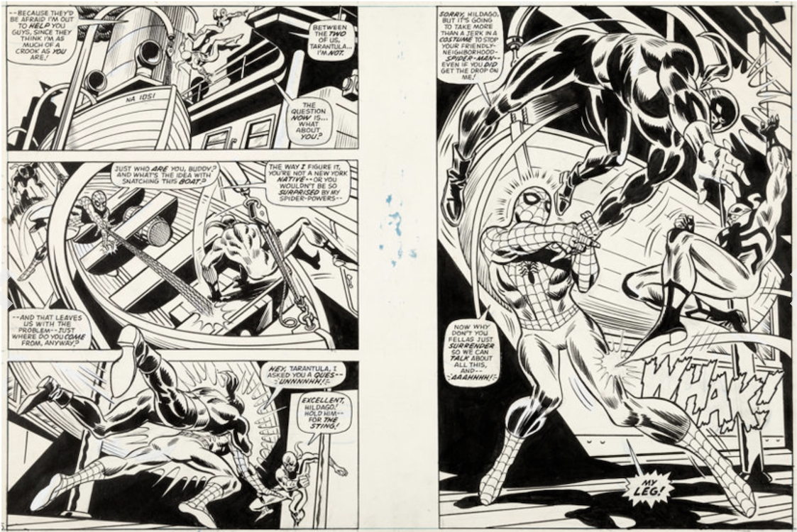 The Amazing Spider-Man #134 Page 15-16 by Ross Andru sold for $12,000. Click here to get your original art appraised.