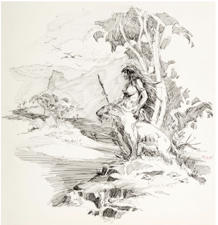 Cavewoman with Sabre-Toothed Tiger Illustration by Roy Krenkel sold for $2,990. Click here to get your original art appraised.