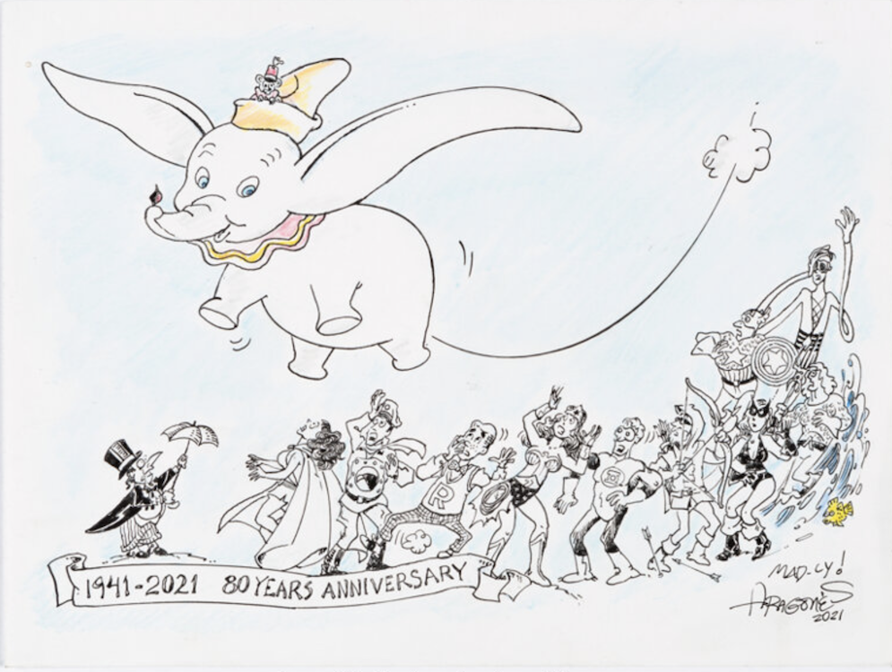 Dumbo Illustration by Sergio Aragones sold for $960. Click here to get your original art appraised.