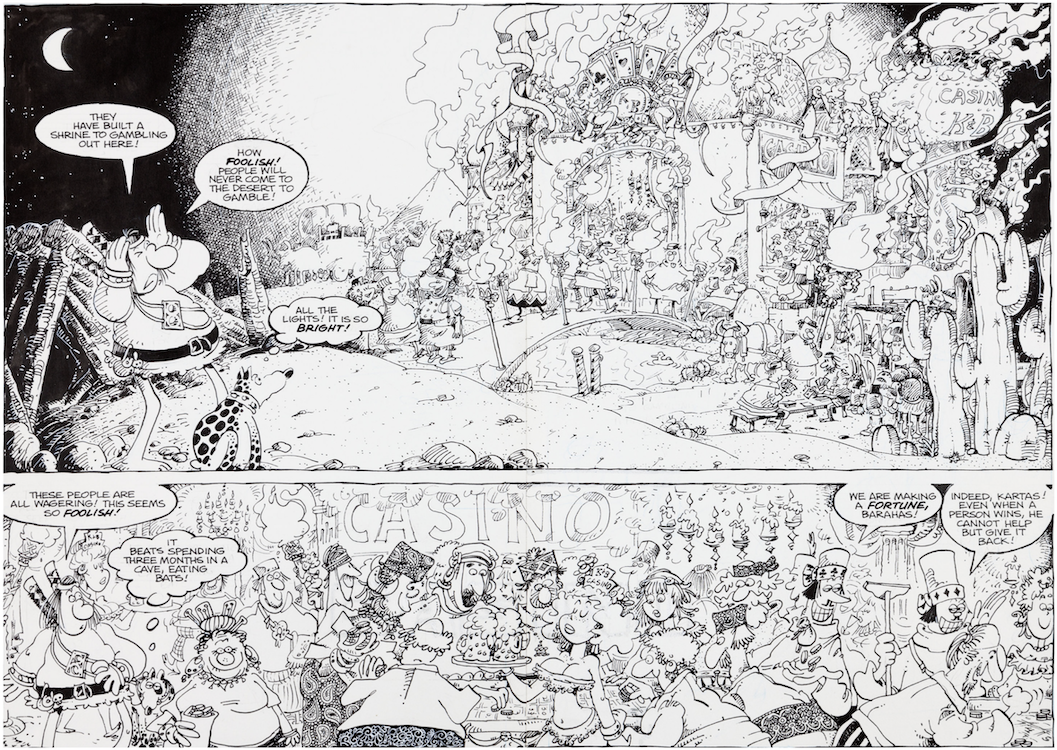 Groo #11 Double Splash Page 26-27 by Sergio Aragones sold for $3,880. Click here to get your original art appraised.