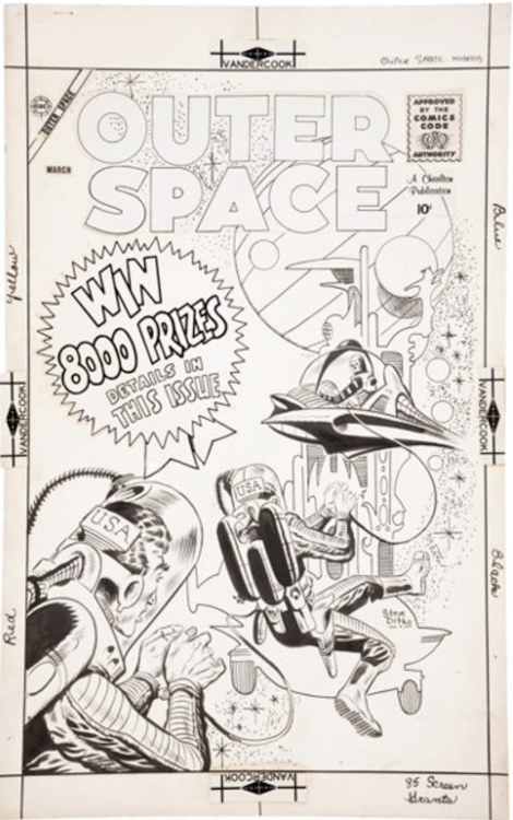 Outer Space #21 Cover Art by Steve Ditko sold for $16,730. Click here to get your original art appraised.