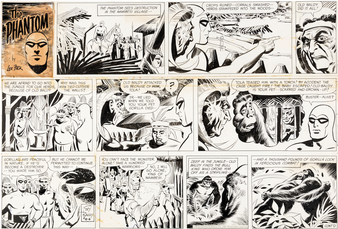 The Phantom Sunday Comic Strip 10-6-23 by Sy Barry sold for $2,425. Click here to get your original art appraised.