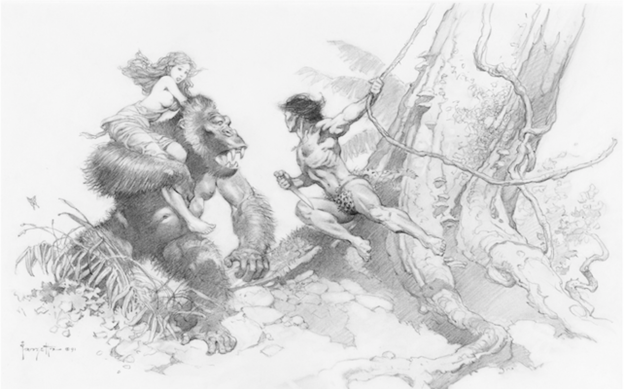 Tarzan and Jane original art by Frank Frazetta sold for $66,000. Click here to get your original art appraised.