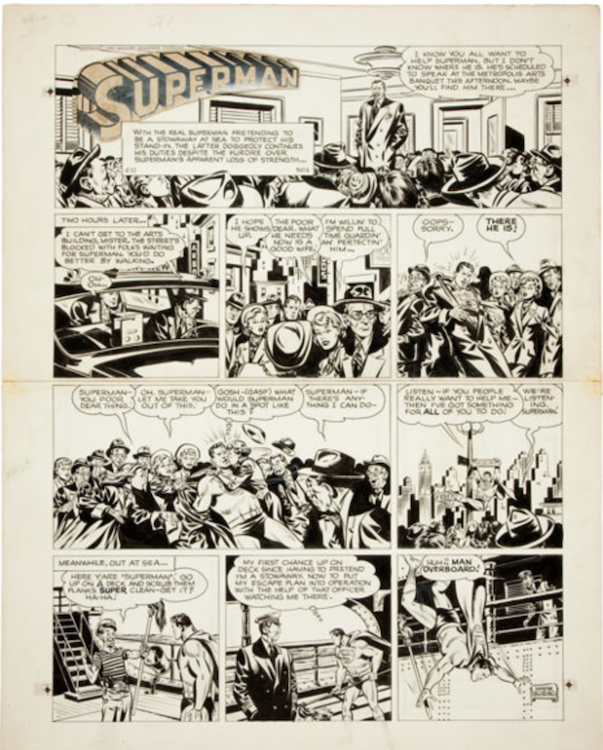 Superman Sunday Comic Strip 6-12-49 by Wayne Boring sold for $5,675. Click here to get your original art appraised.