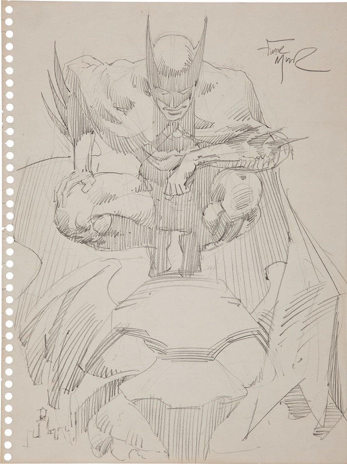 Sold For: $2,031: Batman Commission on notebook paper by Frank Miller. Click for free appraisal