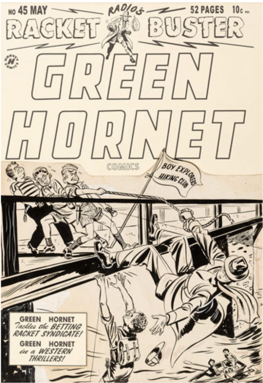 Green Hornet, Racket Buster Comics #45 Cover Art by Al Avison sold for $2,870. Click here to get your original art appraised.