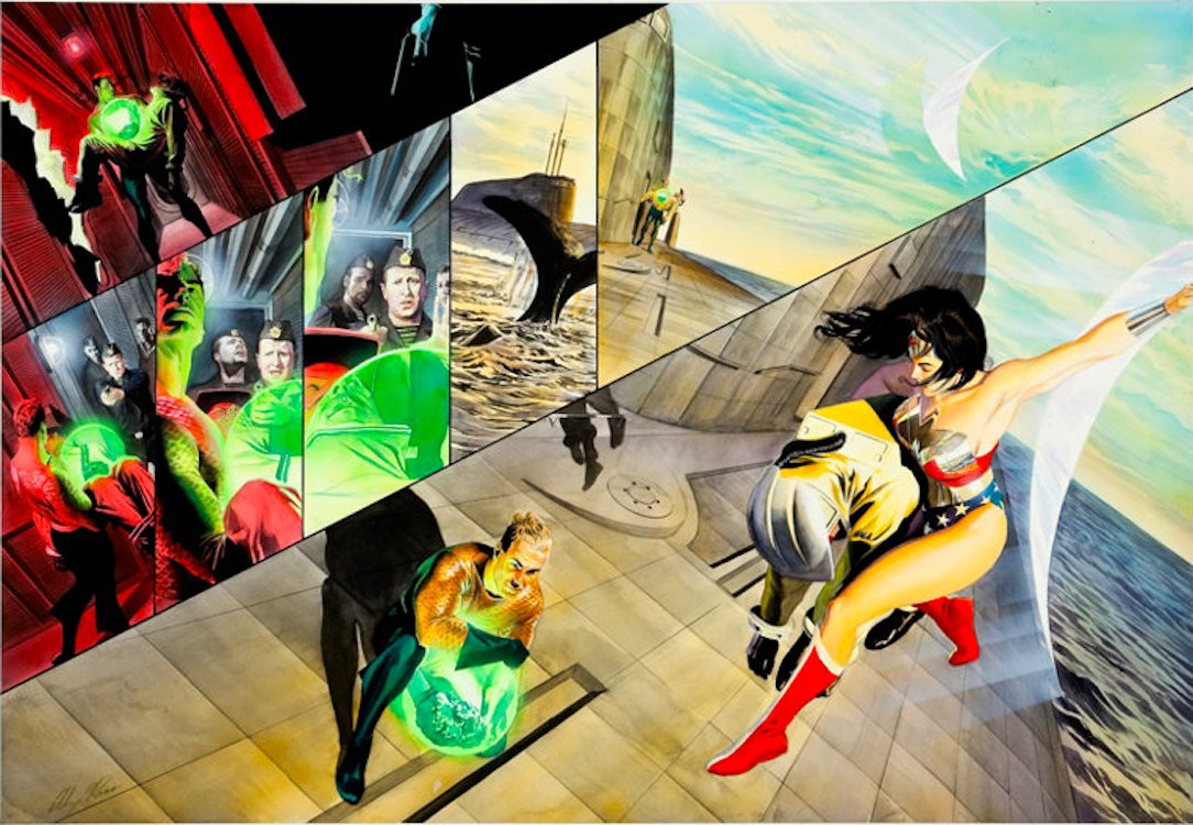 JLA: Liberty and Justice Double Page Spread by Alex Ross sold for $5,080. Click here to get your original art appraised.