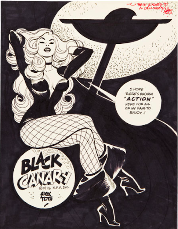 Black Canary Pin-up Illustration by Alex Toth sold for $7,770. Click here to get your original art appraised.