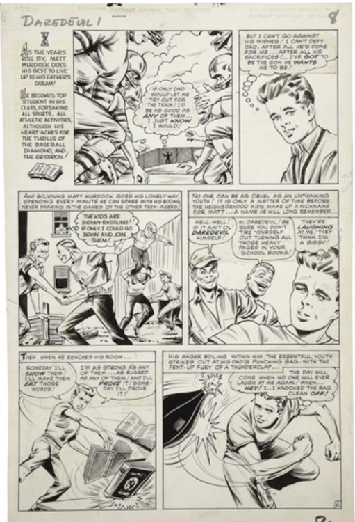 Daredevil #1 Page 6 by Bill Everett sold for $26,290. Click here to get your original art appraised.