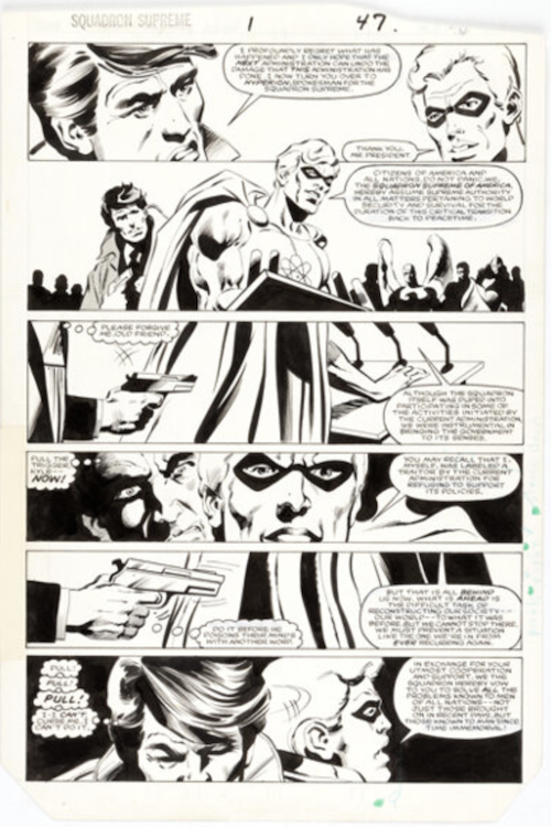Squadron Supreme #1 Page 40 by Bob Hall sold for $960. Click here to get your original art appraised.