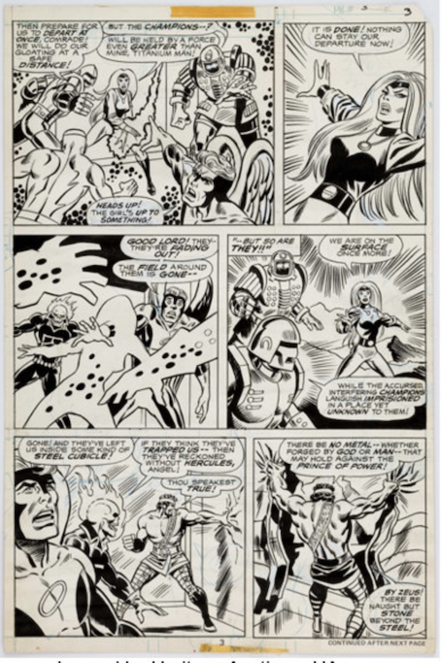The Champions #10 Page 3 by Bob Hall sold for $660. Click here to get your original art appraised.