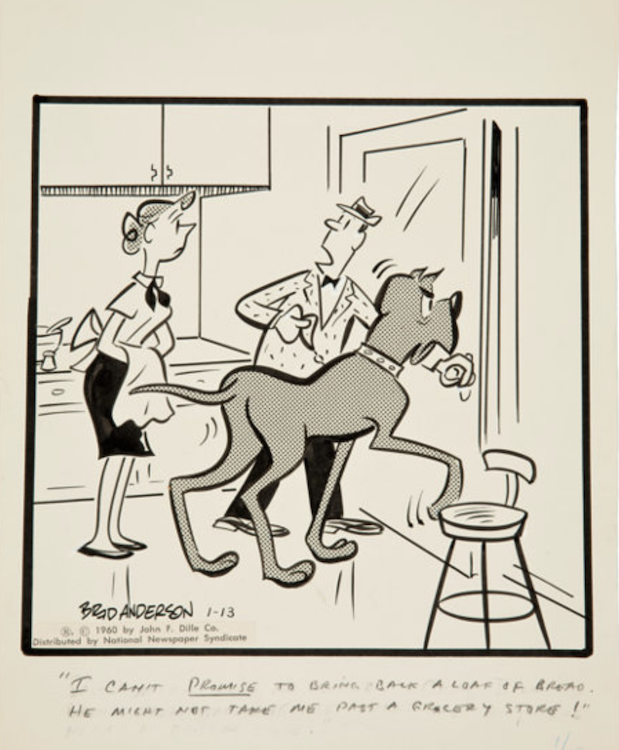 Marmaduke Daily Comic Strip 1-13-60 by Brad Anderson sold for $100. Click here to get your original art appraised.
