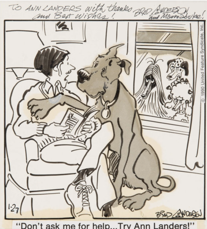 Marmaduke Daily Comic Strip 1-27-90 by Brad Anderson sold for $100. Click here to get your original art appraised.
