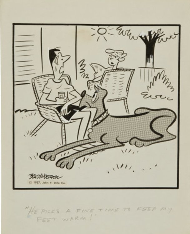 Marmaduke Daily Comic Strip 1957 by Brad Anderson sold for $120. Click here to get your original art appraised.