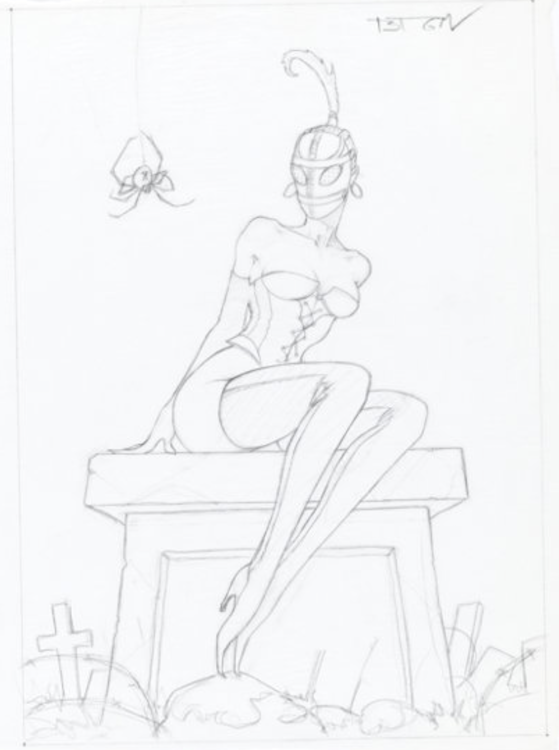 Miss Muffet Preliminary Illustration by Brom sold for $110. Click here to get your original art appraised.