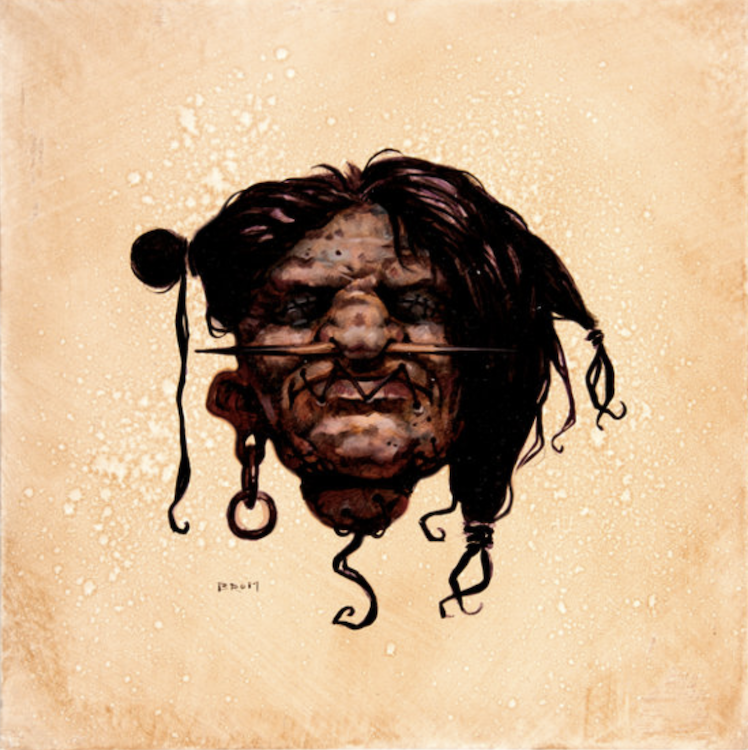 Shrunken Head Painting by Brom sold for $630. Click here to get your original art appraised.
