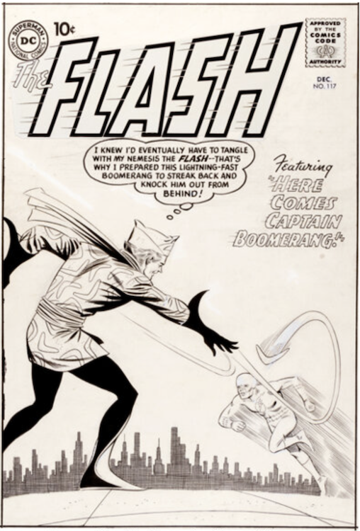 The Flash #117 Cover Art by Carmine Infantino sold for $71,700. Click here to get your original art appraised.