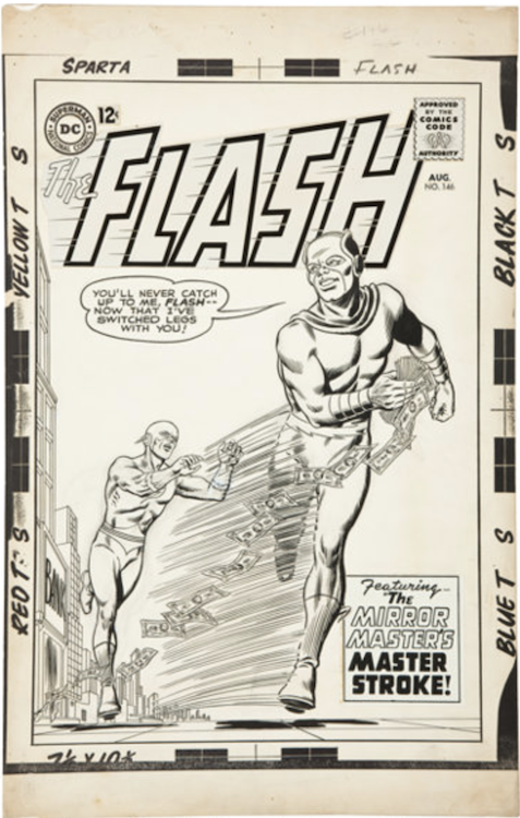 The Flash #146 Cover Art by Carmine Infantino sold for $44,810. Click here to get your original art appraised.