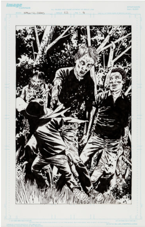 The Walking Dead #62 Splash Page 4 by Charlie Adlard sold for $1,320. Click here to get your original art appraised.