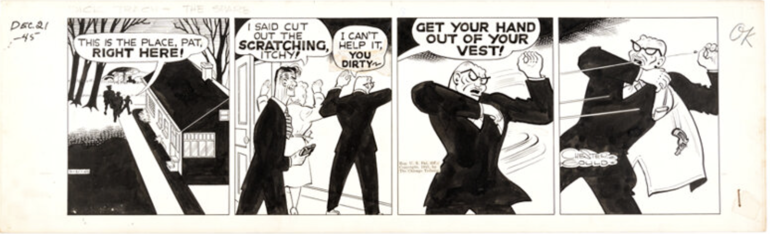 Dick Tracy Daily Comic Strip 12-21-5 by Chester Gould sold for $5,520. Click here to get your original art appraised.